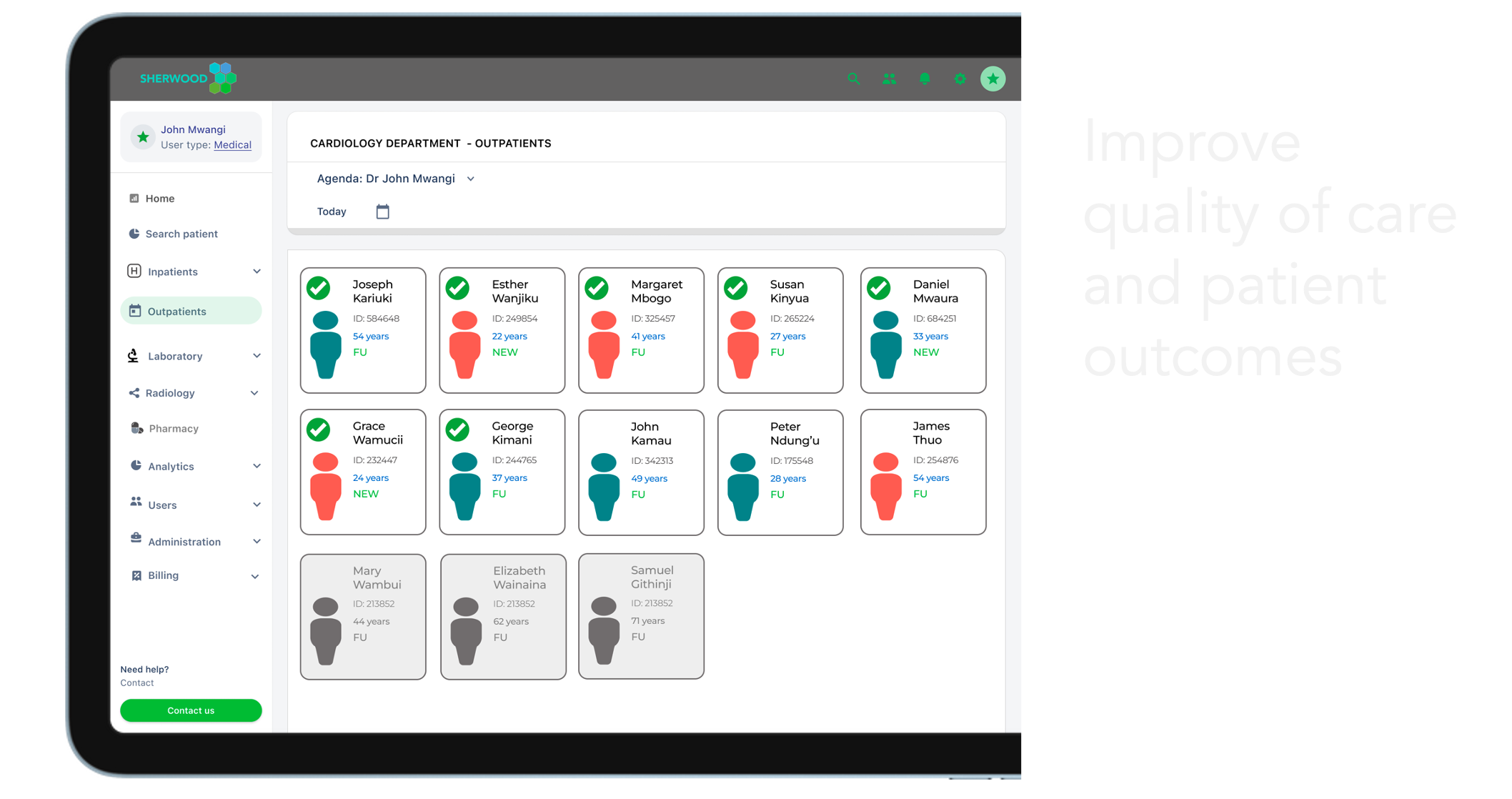 Sherwood Hospital OS interface